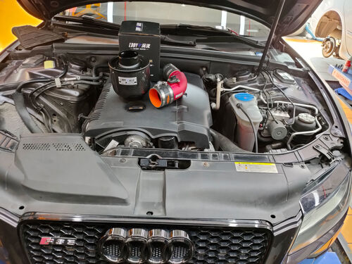 最新の会社の事例について 2011 Audi A5 2.0T Upgrade EDDYSTAR Carbon Fiber Atomic Intake Kit ✨ Power Awakened
